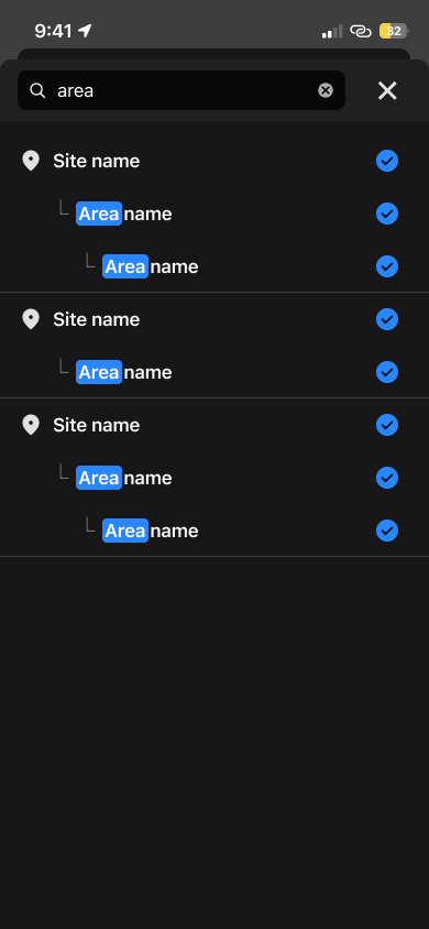 App site and area search